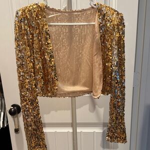 Gold Sequin Blazer Jacket
